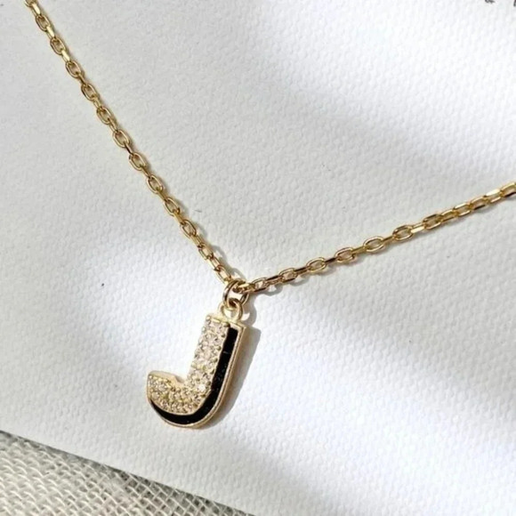NEW ARGENTO VIVO CZ ENAMEL BLOCK INITIAL J NECKLACE - Picture 2 of 4